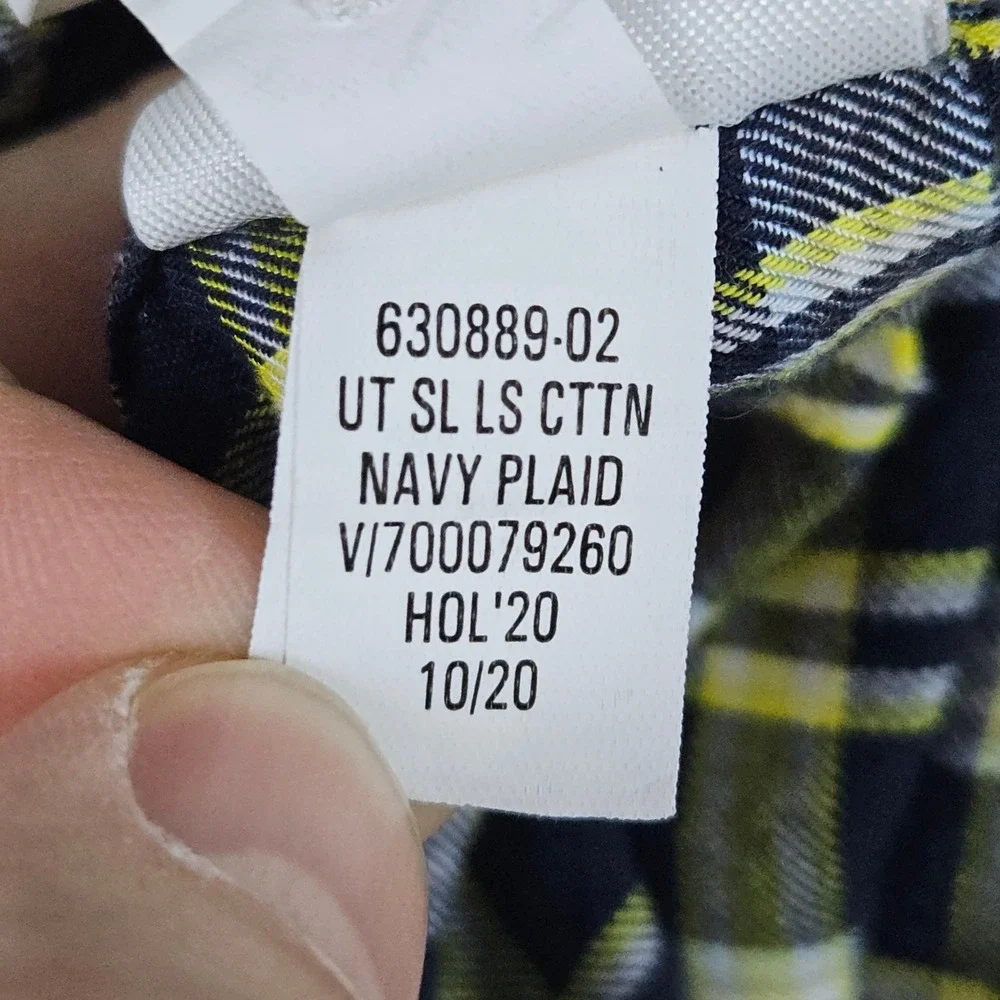 Banana Republic Men's Blue & Yellow Plaid Shirt Size L Untucked Slim‎ Fit Preppy